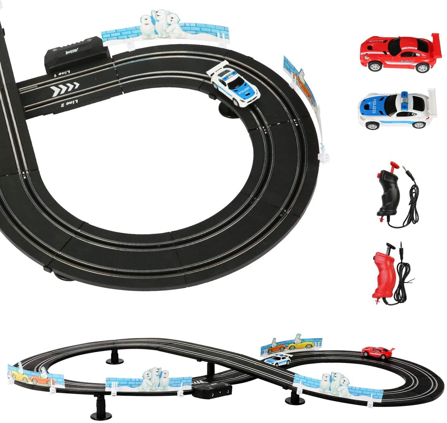 Electric 1:64 Scale Slot Car Racing Track Set Toddler Game Toy With Two Cars For Dual Racing For Kids - Bosonshop