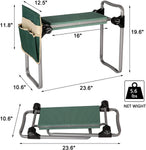 Garden Kneeler and Seat Heavy Duty Kneeling Bench Portable Upgrade Button Folding Stool, Gardener w/Tool Pouch - Bosonshop