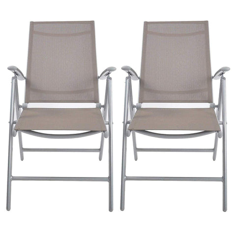 Bosonshop 2Pcs Aluminum Adjustable Reclining Patio Folding Chairs