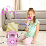 Children's Karaoke Speaker Kids Jukebox with Microphone - Portable Mini Machine for Singing Songs - for Indoor and Outdoor, Pink - Bosonshop