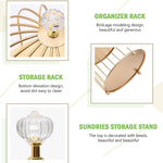 2-Tier Dessert Cupcake Stand Bird Cage Shaped Cake Stands Jewelry Display Holder Dessert Cupcake Stand Desktop Makeup Organizer Rack, Golden - Bosonshop