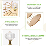 2-Tier Dessert Cupcake Stand Bird Cage Shaped Cake Stands Jewelry Display Holder Dessert Cupcake Stand Desktop Makeup Organizer Rack, Golden - Bosonshop