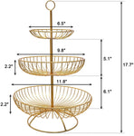 Fruit Basket for Kitchen Counter Fruit Vegetable Stand Stacked 3-Tier Bowls, Dining Table Counter Organizer, Modern Fruit Basket Stand, Golden - Bosonshop