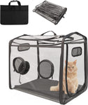 Pet Drying Box, Portable Cat Dryer Box, Foldable Pet Dryer Cage with Transparent PVC Material, Hands-Free, Dog Hair Drying Box for Small Medium Dogs Cats Puppies