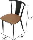 Vintage Kitchen Chair Set, Metal Frame Dining Chair Set of 2, Industrial Side Chair Upholstered Chair, Brown - Bosonshop