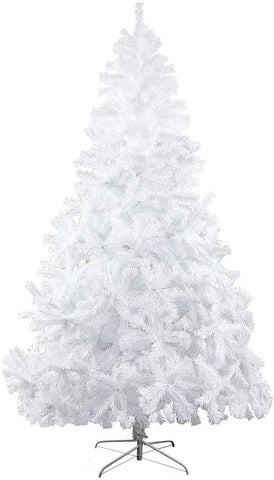 8 Ft High Christmas Tree 1500 Tips Decorate Pine Tree W/ Metal Legs, White - Bosonshop