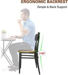 Mid-Century Dining Chairs Set of 2, w/Hollow Back & Wood Cushion, Rubber Iron Frame Chairs, No Assembled, Simple Chair for Room - Bosonshop