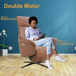 Power Recliner Lounge Chair Single - Swivel Leather Electric Recliner Adjustable Headrest Footrest Lumbar Support Zero Gravity Brown