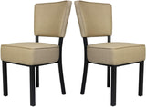 Set of 2 Classic Dining Chair, Modern Style Family Leisure Chair with Stainless Steel Legs, PU Leather Mid Back Side Chair - Bosonshop
