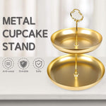 2 Tier Cupcake Stand Cupcake Holder for Party Stacked Bowls, Dining Table & Kitchen Counter Organizer, Modern Fruit Basket Stand, Golden - Bosonshop