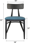 Vintage Kitchen Chair Set,High Back Stainless Steel Chair Frame Dining Chair Set of 2, Industrial Side Chair Upholstered Chair, Blue - Bosonshop