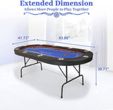 10 Player Poker Folding Table Casino Style Table with Deep Steel Cup Holder - Bosonshop