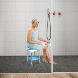 Swivel Shower Chair for Inside Shower, 300lbs Tool-Free Assembly  Shower Stools with 5 Adjustable Height, Storage Tray 360 Degree Rotating Shower Seat for Seniors, Elderly