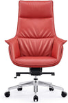 High Back Office Chair, PU Upholstered Modern Office Chair, Soft Thick Pad & Tiltable Back, Easy to Assemble, Red - Bosonshop