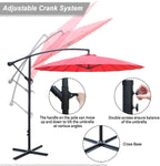 9 Ft Offset Hanging Market Patio Umbrella w/Easy Tilt Adjustment for Backyard, Poolside, Lawn and Garden, Red - Bosonshop