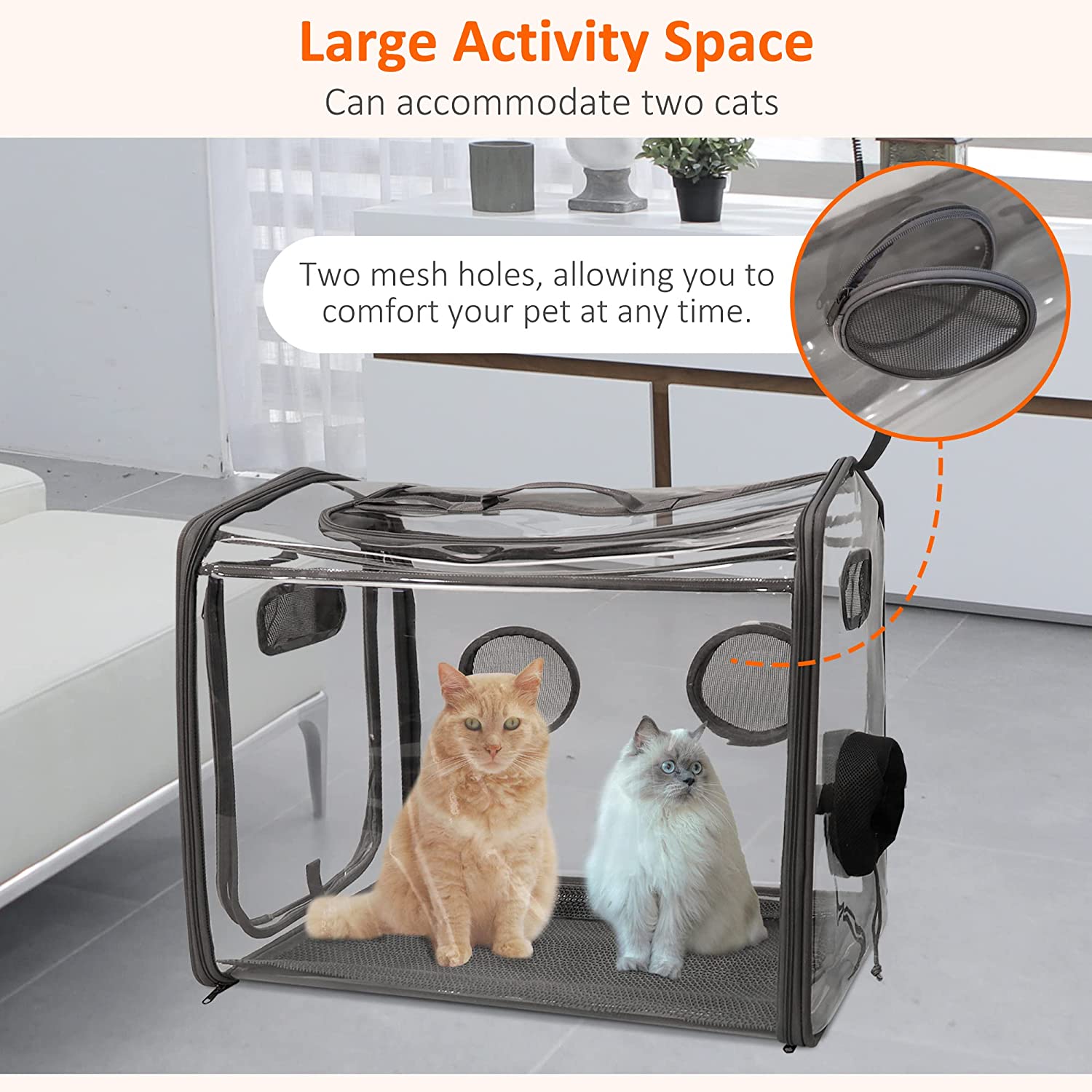 Pet Drying Box, Portable Cat Dryer Box, Foldable Pet Dryer Cage with Transparent PVC Material, Hands-Free, Dog Hair Drying Box