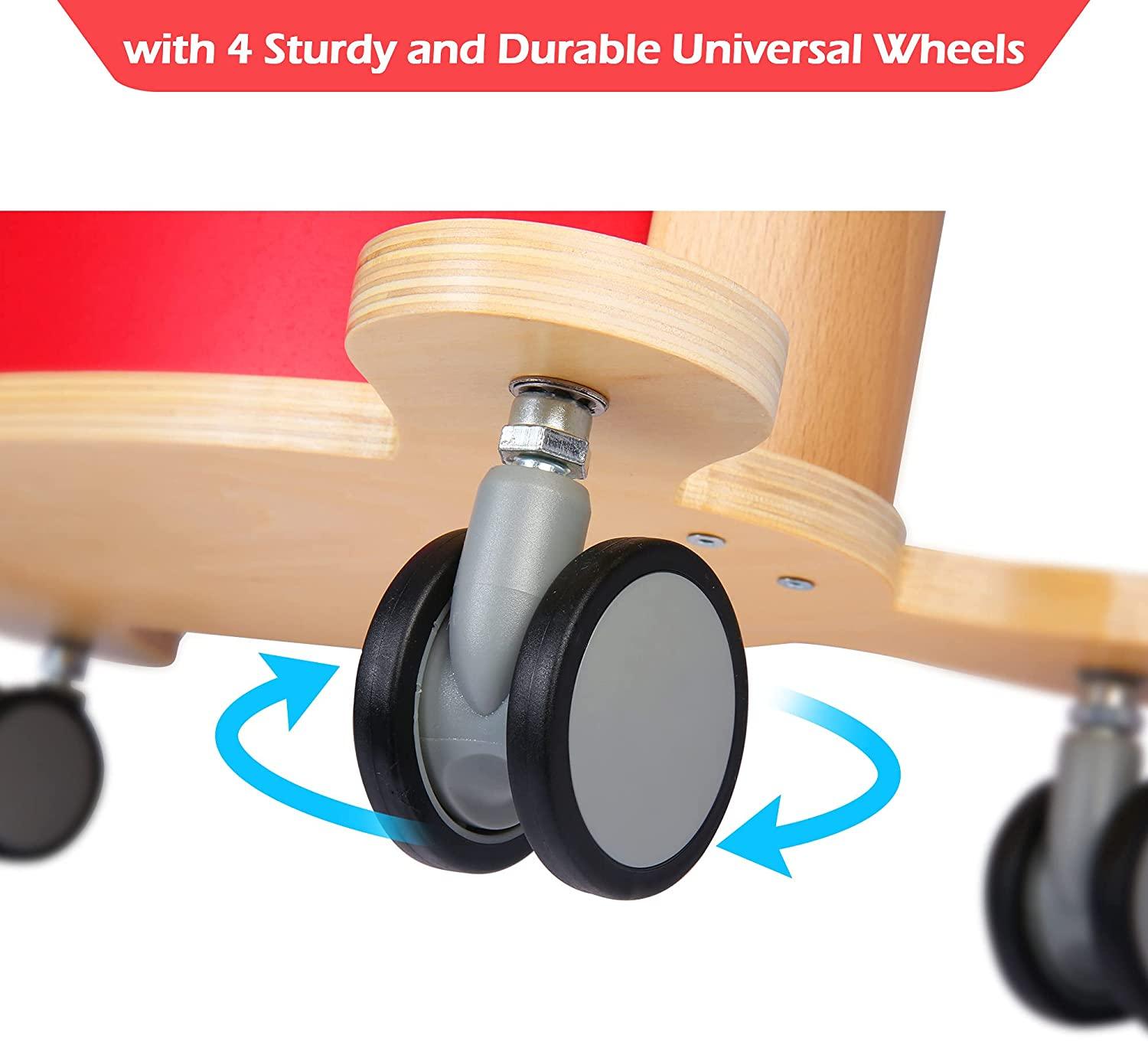 Baby Wooden Balance Toddler Bike with 4 Wheels & Storage Space - Bosonshop
