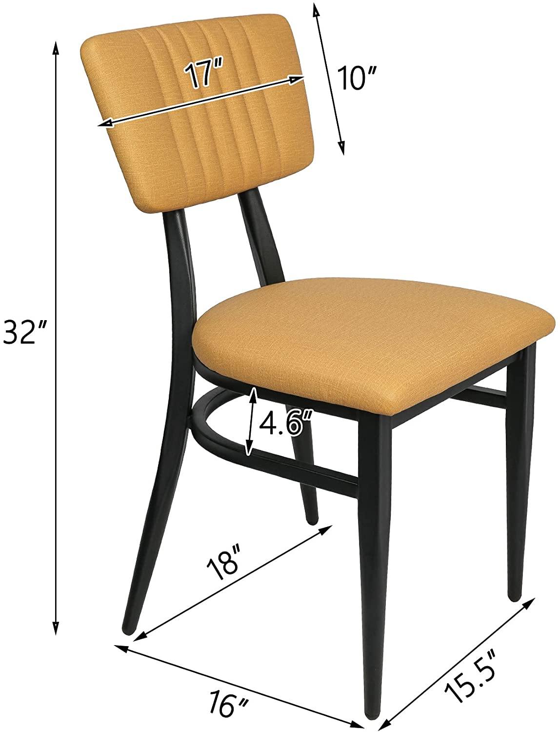 Set of 2 Mid-Century Modern Dining Room Chair with Cushion Metal Frame Classy Kitchen Side Chair for Pub Coffee Shop, Orange - Bosonshop