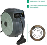 Retractable Extension Cord Reel 50FT+ 3FT Electric Cord Reel, Adjustable Stopper, 180°Swivel Ceiling or Wall Mount - Bosonshop