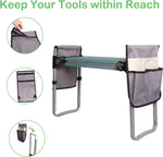 Outdoor 2-in-1 Garden Stool and Kneeler Gardening Bench for Kneeling or Sitting with Tool Bag Pouch Foldable Garden Bench