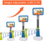 Basketball Hoop for Toddlers Kids 2-in-1 Sports Activity Center Height Adjustable Basketball Goal with Soccer Goal, Infant Indoor and Outdoor Toys - Bosonshop