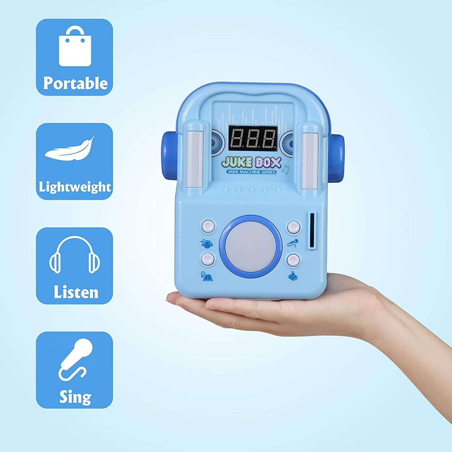 Children's Karaoke Speaker Kids Jukebox with Microphone - Portable Mini Machine for Singing Songs - for Indoor and Outdoor, Blue - Bosonshop