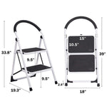Bosonshop Portable Anti-Slip 2 Step Lightweight Steel Ladder, 330LBS Capacity