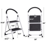 Bosonshop Portable Anti-Slip 2 Step Lightweight Steel Ladder, 330LBS Capacity
