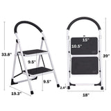 Bosonshop Portable Anti-Slip 2 Step Lightweight Steel Ladder, 330LBS Capacity