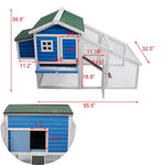 Bosonshop Bunny Hen Cage House Large Chicken Coop, Wooden Pet Home for Small Animals with Run Nest
