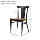Bosonshop Dining Room Side Chair Set of 2 Wood Kitchen Chairs with Metal Legs