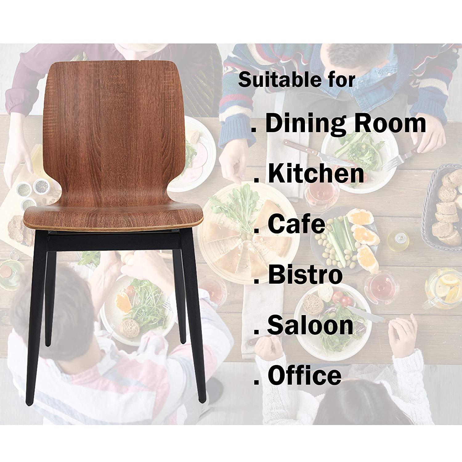 Bosonshop 4 Set Modern Dining Chairs Wooden Kitchen Side Chairs with Metal Legs