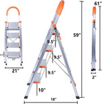 4 Step Ladder Folding Stepladder Stool Anti-Slip Pedal Aluminum Lightweight Safety Hand Grip 330 lb Capacity for Indoor Outdoor Home Garden Office - Bosonshop