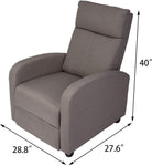 Fabric Recliner Chair Adjustable Single Sofa Home Theater Seating Recliner Reading Sofa for Living Room & Bedroom, Grey - Bosonshop