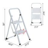 Bosonshop Steel Folding Portable 2 Steps Ladder Step Stool with 330lbs Capacity White