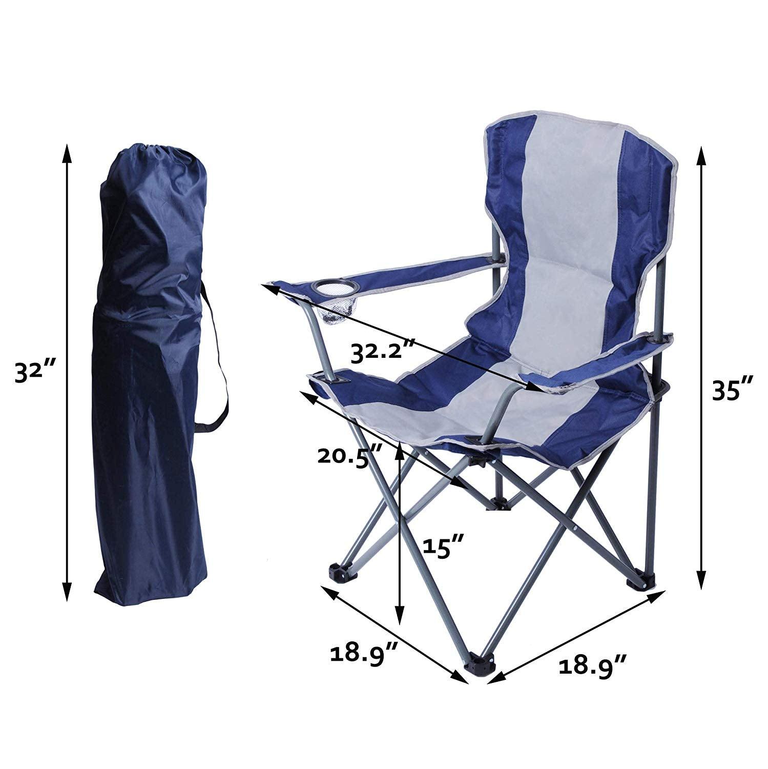 Bosonshop Canopy Camping Chair Folding Durable Outdoor Patio Seat with Cup Holder, Blue