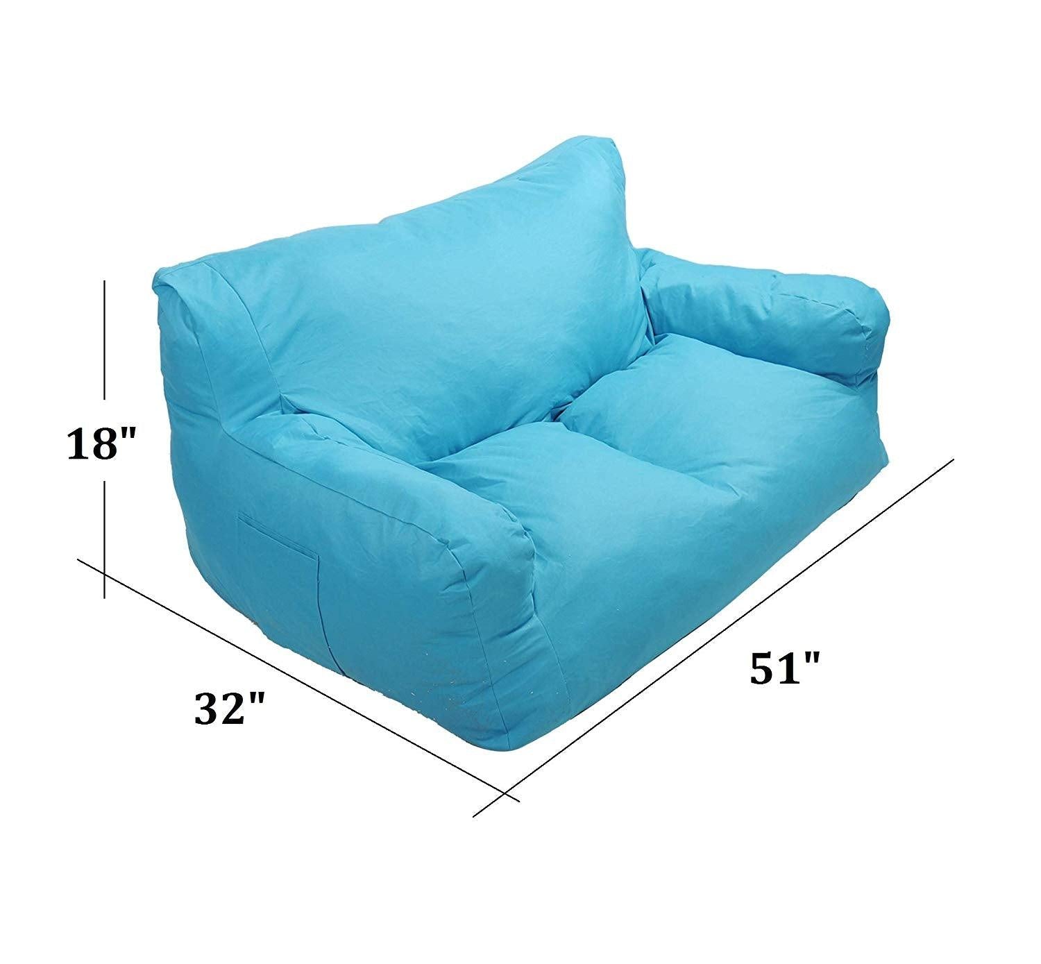 Bosonshop Bean Bag Chair Self-Rebound Sponge Double Child Seat 51" x 32" x 18" Blue