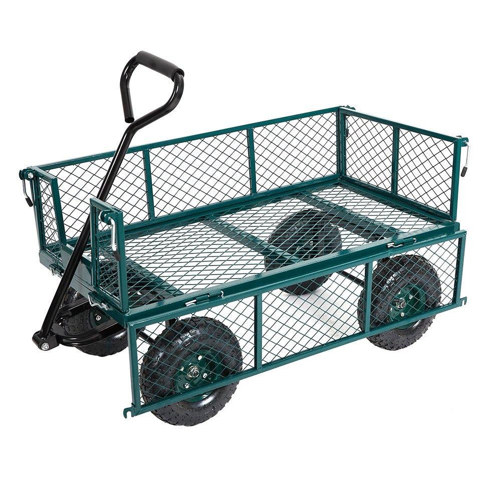 Utility Garden Cart Heavy Duty Wagon w/ Pneumatic Tires Removable Sides - Bosonshop