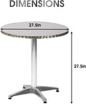 27.5" Round Aluminum Table Patio Backyard Bistro Table Anti-Rust Waterproof Outdoor Furniture, Living Room End Side Table - Bosonshop