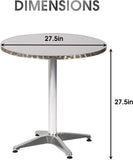27.5" Round Aluminum Table Patio Backyard Bistro Table Anti-Rust Waterproof Outdoor Furniture, Living Room End Side Table - Bosonshop