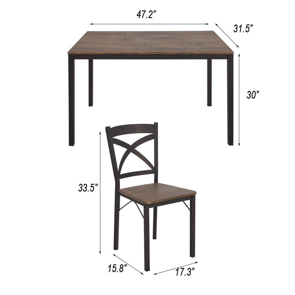 PC Wood Dining Set Table And Chairs With Metal Legs, Home Kitchen