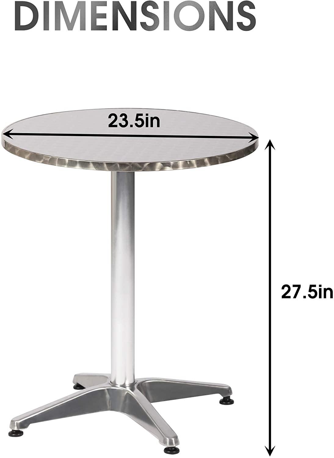 Round Aluminum Table 23.5" Patio Porch Table Outdoor All Weather Lightweight Table Indoor Living Room Bedroom Side Table - Bosonshop