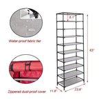 Bosonshop 10 Tiers Shoe Rack with Dustproof Cover Shoes Storage Cabinet Boot Organizer Red