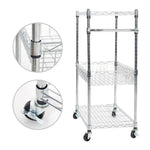 Bosonshop 3 Tier Wire Rolling Cart,Kitchen and Microwave Cart with Basket,Chrome Finish