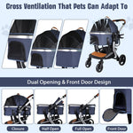 3 in 1 Foldable Aluminum Alloy Frame Pet Stroller with Detachable Carrier & Cup Holder, Up to 33 lbs