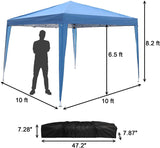 Pop Up Canopy Tent with Mesh Sidewall 10'x10'x8.2' Height Adjustable Outdoor Gazebos, Blue - Bosonshop