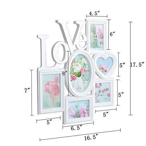 Bosonshop Collage Pictures Frames 6 Openings White Photo Holder with Glass Front for Family,17.5 X 16.5