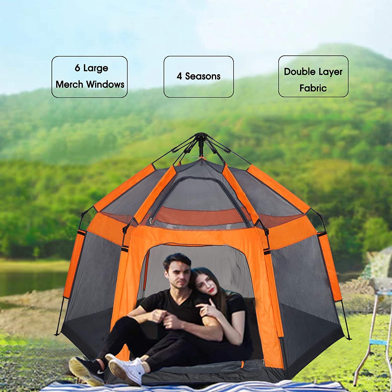 2 Person Camping Instant Pop-up Tent, Sun Shelter Waterproof Double Layer 4 Seasons Lightweight Tent for Hiking, Fishing, Beach - Bosonshop