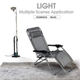 Bosonshop Zero Gravity Patio Adjustable Folding Reclining Chair with Pillow, 2PC Grey