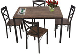 5 PC Wood Dining Set Table And Chairs 4 With Metal Legs, Home Kitchen Breakfast Furniture - Bosonshop